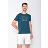 Afbeelding van Green Bomb | T-shirt Bike gravel, steen blauw bio katoen