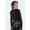 Afbeelding van Voodoo Vixen | Zwarte cardigan met web en gekleurde motvlinder borduursels