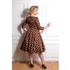 Afbeelding van Hearts & Roses | Swing jurk Robin, bruin met creme Polkadots