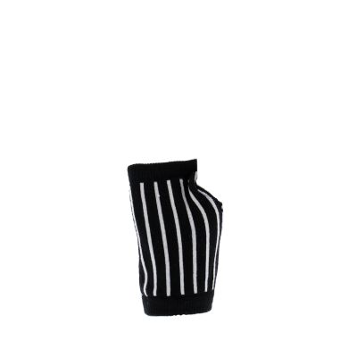 Foto van Zacharia | Korte vingerloze zwarte wit gestreepte handschoenen met schedeltje en strik