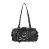 Afbeelding van Banned | Rock 'n Roll handtas, zwart met ringen, eyelets en ritssluiting
