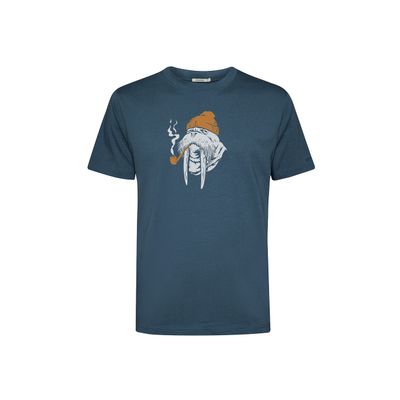 Foto van Green Bomb | T-shirt Smokey Walrus, blauw pine bio katoen