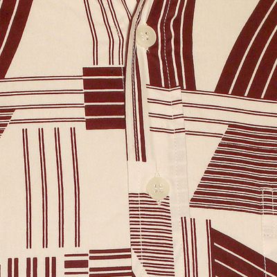 Foto van Chenaski | Retro 70's overhemd, lines wit bruin