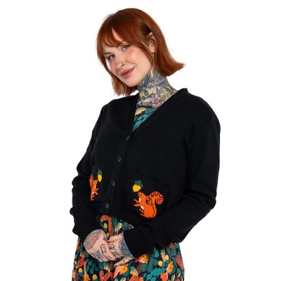 Foto van Run & Fly | Cropped V-hals Cardigan Acorn Adventure Squirrel met eekhoorns