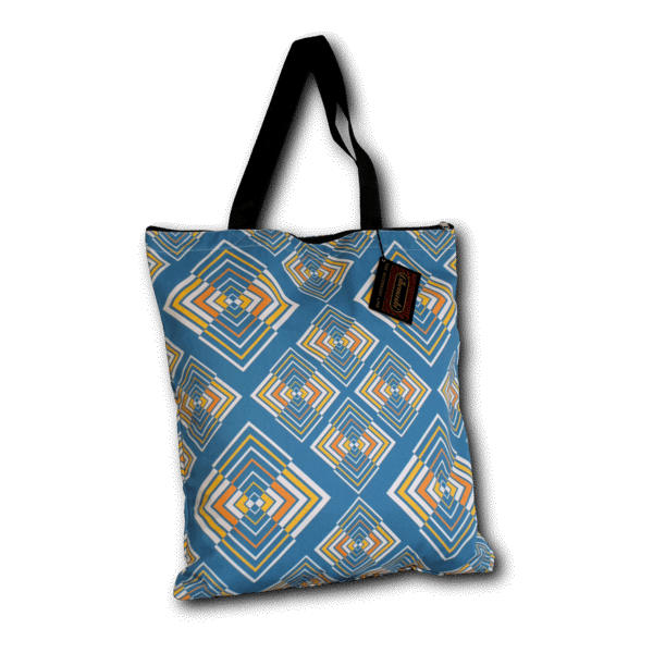 Chenaski | Handtas retro print Rhombus blauw geel