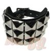 Afbeelding van Bullet69 | Brede leren armband met 3 rijen zilverkleurige pyramide studs