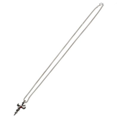 Foto van Zacharia | Halsketting gegraveerde Dagger zwart en zilver, chain