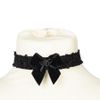 Afbeelding van Sinister | Gothic choker Vesper, zwart fluweel lint met strikjes en roosjes