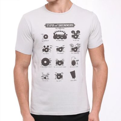 Foto van S-Ponder | Heren T-shirt Types of Drummers, licht grijs