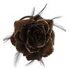 Afbeelding van Zacharia | Bruine roos met glitter en veertjes op haarclip, broche en elastiek