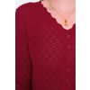 Afbeelding van Voodoo Vixen | Rood gebreide cardigan met hartvormig kantpatroon