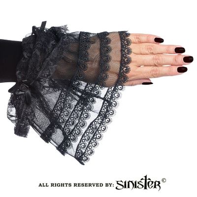 Foto van Sinister | Armstukken Raven, met roezel van zwartfluweel en kant