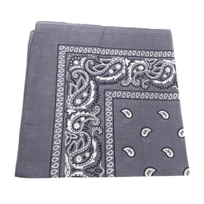 Onkar | Bandana haarband en sjaal met paisley patroon, Donkergrijs