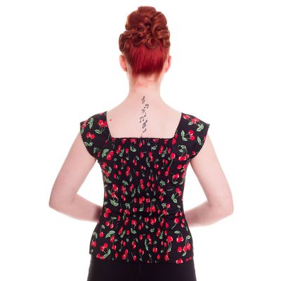 Foto van Hell Bunny | Top Cherry Pie, zwart met kersen