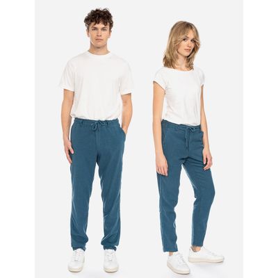 Foto van ATO Berlin | Luchtige blauwe linnen broek Banipal