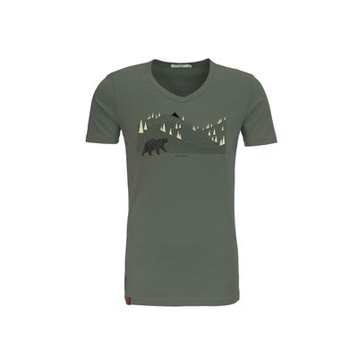 Green Bomb | T-shirt Animal bearland, olijf groen bio katoen