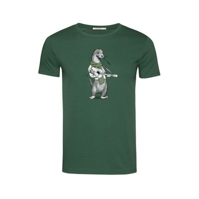Foto van Green Bomb | T-shirt Animal Otter Guitar print, groen bio katoen