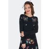 Afbeelding van Voodoo Vixen | Zwarte cardigan met web en gekleurde motvlinder borduursels