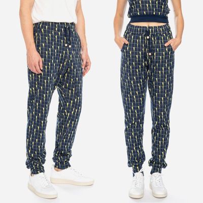 Foto van ATO Berlin | Sport relax broek Fips, met blauw geel retro patroon