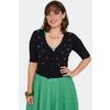 Afbeelding van Voodoo Vixen | Zwarte cardigan met 3/4 mouw, Rainbow Cherry borduursels
