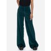 Afbeelding van ATO Berlin | Hoge taille broek Lacy met wijde pijpen, zee-groen fluweel