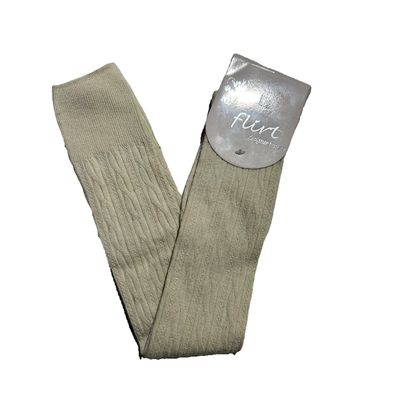 Foto van Flirt | Overknee sokken effen cremé met fijn kabelpatroon, wol