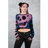 Afbeelding van Banned | Voidstar Skull korte wijdvallende jumper, blauw met roze schedel