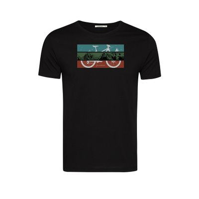 Green Bomb | T-shirt Bike mountain print, zwart bio katoen