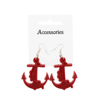 Foto van Zacharia | Retro oorbellen sailor-stijl met rode plastic ankers