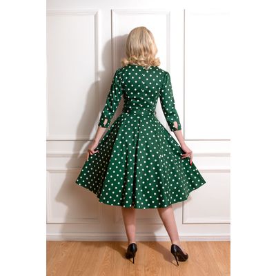 Foto van Hearts & Roses | Swing jurk Kylie, groen met witte stippen