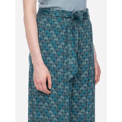 Foto van ATO Berlin | Soepele broek Benna, petrol teal groen retro patroon
