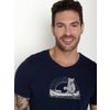 Afbeelding van Green Bomb |T-shirt Bear canoe, navy blauw bio katoen
