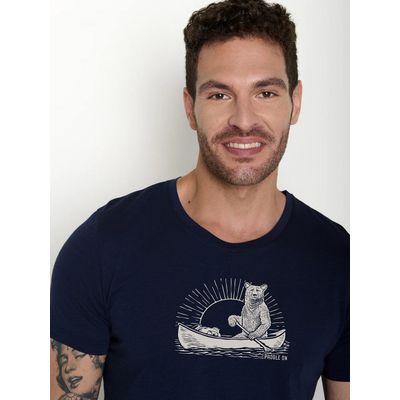 Foto van Green Bomb |T-shirt Bear canoe, navy blauw bio katoen