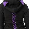 Afbeelding van Bye Bye Kitty | Hoody Calico met lintjes details en paarse tartan katten oren