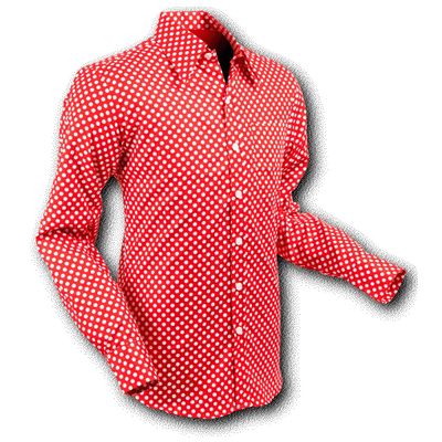 Foto van Chenaski | Overhemd 70's, Polka Dots Red White
