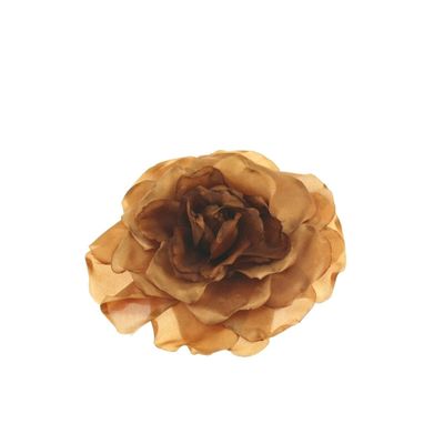 Zacharia | Grote Gold Tan roos aan elastiek en brochespeld 