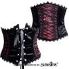Afbeelding van Sinister | Corset-riem Victoria, zwart rood fluweel met kant, satijn en lintdetails