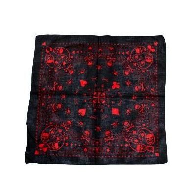 Foto van Zacharia | Bandana zwart met rood skull playing cards