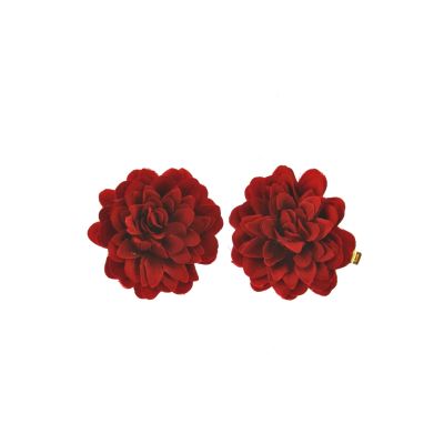 Zacharia | Paar, rode bloemetjes op haarclips 