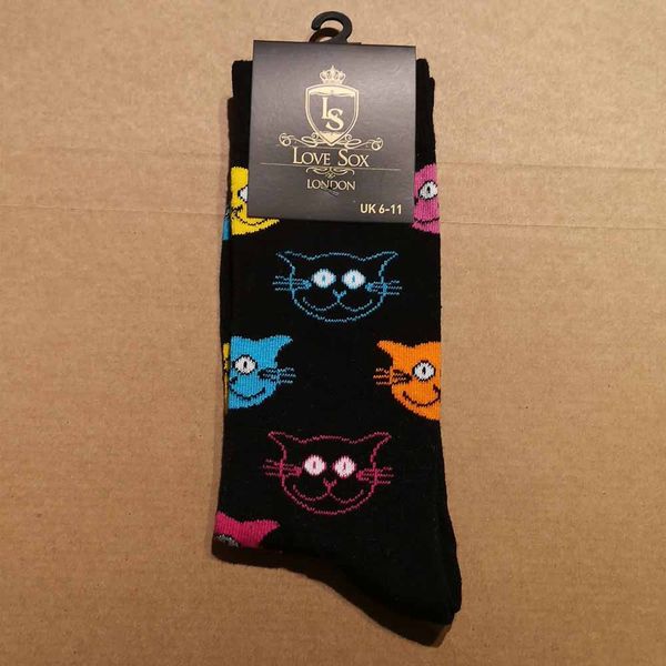 Love Sox | Heren sokken met gekleurde kattenkopjes
