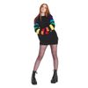Afbeelding van Banned | Zwarte trui jurk met regenboog mouwen