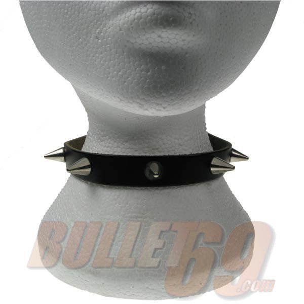 Bullet69 | Choker zwart leer met metalen cone studs