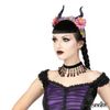 Afbeelding van Sinister | Gothic choker Jennygit, zwart kant met zwarte kralen