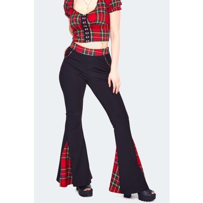 Foto van Jawbreaker | Super flared broek met rode tartan inzet