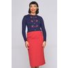 Afbeelding van ​Collectif | Blauwe retro cardigan Jessie, 50's cherry