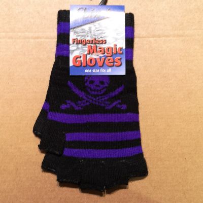 Foto van Flirt | Vingerloze handschoenen zwart paars pirate skull