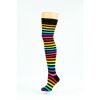 Afbeelding van Flirt | Overknee sokken gestreept zwart regenboog met fluor groen