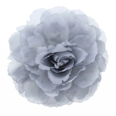 Zacharia | Grote platte zilveren roos op haarklip en broche