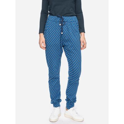 Foto van ATO Berlin | Sport relax broek Fips, blauw grijs jaquard retro patroon