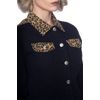 Afbeelding van Banned | Rockabilly denim jacket met leopard klep-zakken schouder en kraag